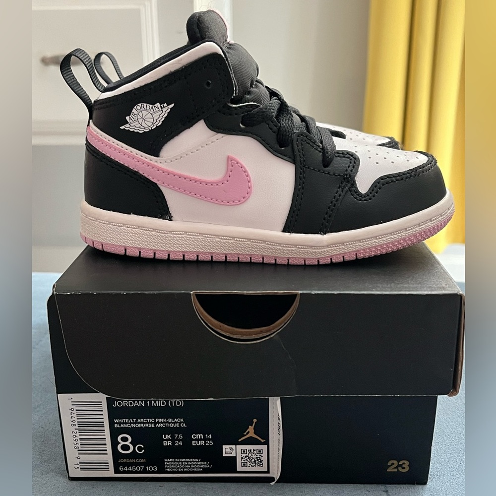 Nike Air Jordan 1 Mid White Light Arctic Pink TD Toddler 644507 103 Size 8C